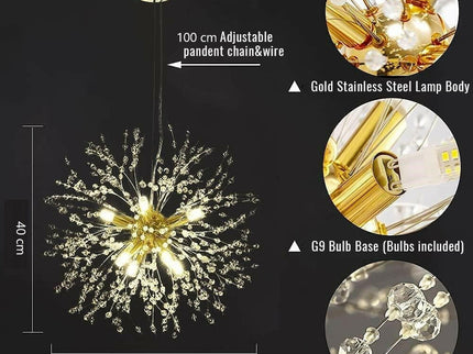 Modern Crystal Chandelier Firework 8 Lights Elegant Pendant Light.
