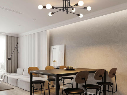 Modern Semi Flush Chandelier 8 Light Black for Elegant Lighting.