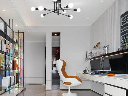 Modern Semi Flush Chandelier 8 Light Black for Elegant Lighting.