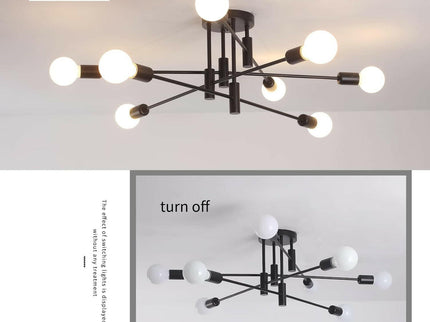Modern Semi Flush Chandelier 8 Light Black for Elegant Lighting.