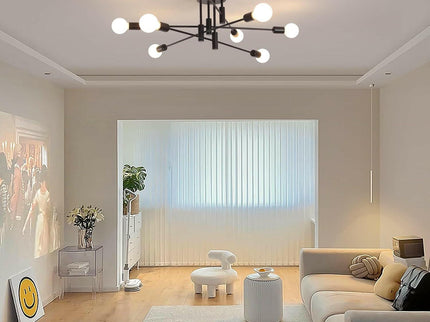 Modern Semi Flush Chandelier 8 Light Black for Elegant Lighting.