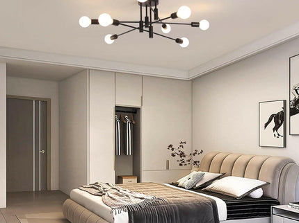 Modern Semi Flush Chandelier 8 Light Black for Elegant Lighting.