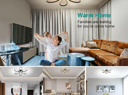 Modern LED Chandelier Light Fixture Dimmable Remote 75 cm for Living Rooms.