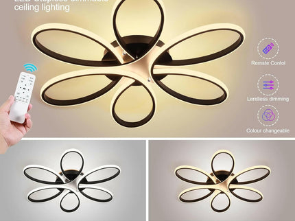 Modern LED Chandelier Light Fixture Dimmable Remote 75 cm for Living Rooms.