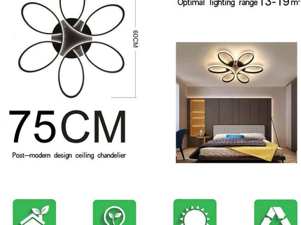 Modern LED Chandelier Light Fixture Dimmable Remote 75 cm for Living Rooms.