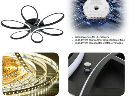 Modern LED Chandelier Light Fixture Dimmable Remote 75 cm for Living Rooms.