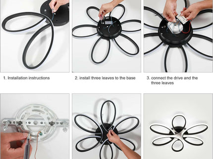 Modern LED Chandelier Light Fixture Dimmable Remote 75 cm for Living Rooms.