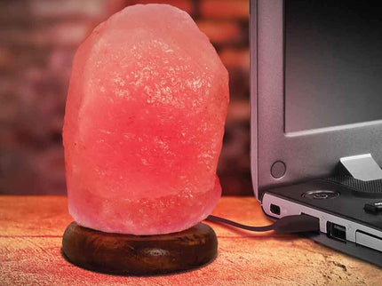 Red USB Himalayan Pink Salt Lamp Colour Light Bulb Mini Natural Rock Crystal.