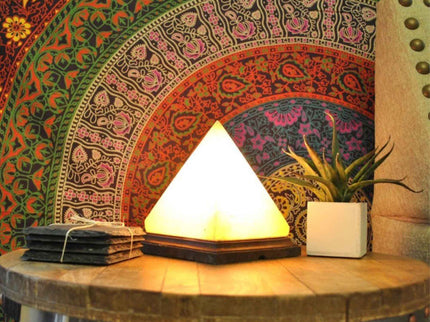 12V 12W Pyramid Himalayan Pink Salt Lamp Carved Rock Crystal Light Bulb On/Off.