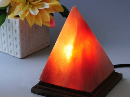 12V 12W Pyramid Himalayan Pink Salt Lamp Carved Rock Crystal Light Bulb On/Off.