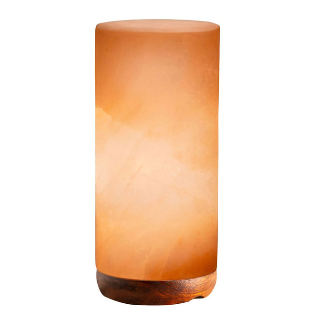 12V 12W Cylinder Himalayan Pink Salt Lamp Carved Rock Crystal Light Bulb On Off.