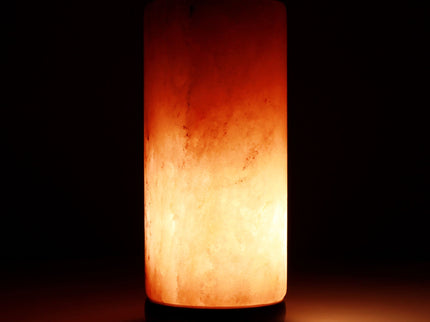 12V 12W Cylinder Himalayan Pink Salt Lamp Carved Rock Crystal Light Bulb On Off.
