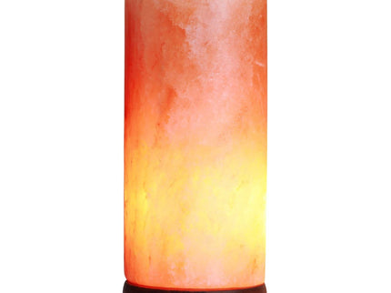 12V 12W Cylinder Himalayan Pink Salt Lamp Carved Rock Crystal Light Bulb On Off.