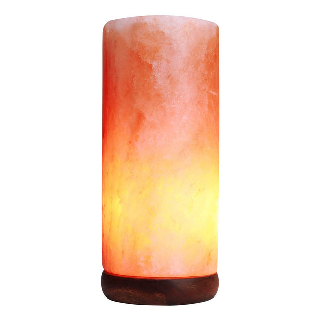 12V 12W Cylinder Himalayan Pink Salt Lamp Carved Rock Crystal Light Bulb On Off.