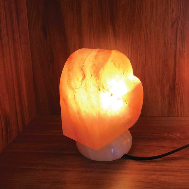 12V 12W Heart Himalayan Pink Salt Lamp Carved Rock Crystal Light Bulb On Off Switch.