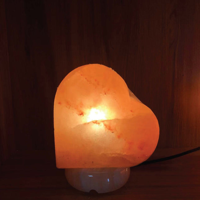 12V 12W Heart Himalayan Pink Salt Lamp Carved Rock Crystal Light Bulb On Off Switch.