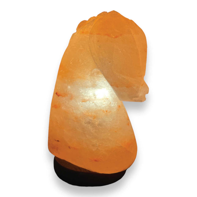 12V 12W Horse Himalayan Pink Salt Lamp Carved Knight Rock Crystal Light Bulb On/Off.