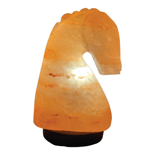 12V 12W Horse Himalayan Pink Salt Lamp Carved Knight Rock Crystal Light Bulb On/Off.