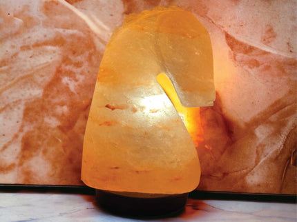12V 12W Horse Himalayan Pink Salt Lamp Carved Knight Rock Crystal Light Bulb On/Off.