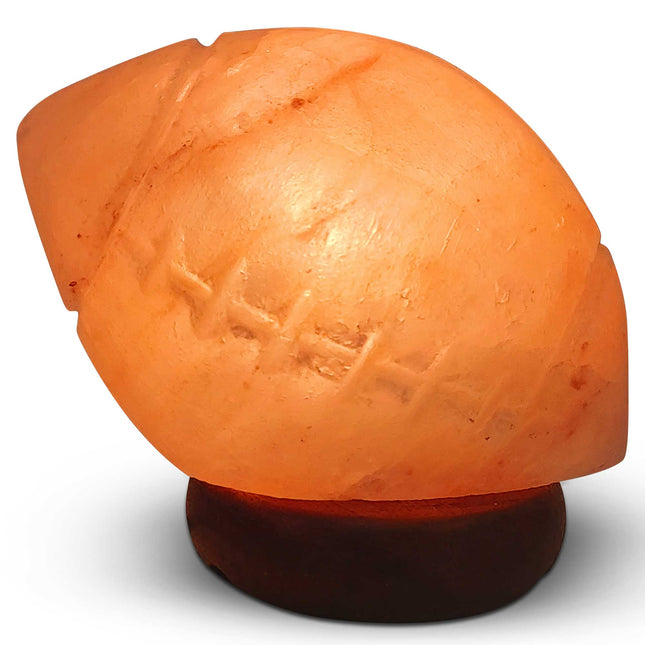 12V 12W Rugby Himalayan Pink Salt Lamp Carved Footy Rock Crystal Light Bulb On Off.