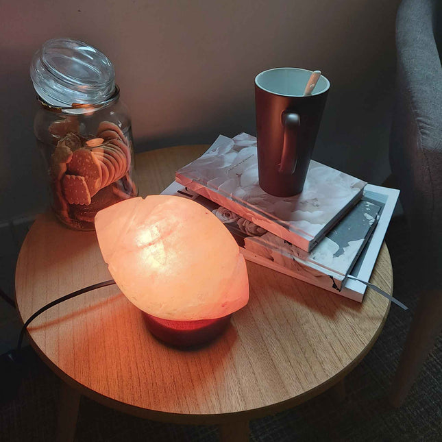 12V 12W Rugby Himalayan Pink Salt Lamp Carved Footy Rock Crystal Light Bulb On Off.