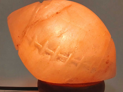 12V 12W Rugby Himalayan Pink Salt Lamp Carved Footy Rock Crystal Light Bulb On Off.