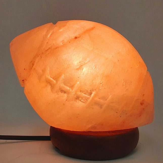 12V 12W Rugby Himalayan Pink Salt Lamp Carved Footy Rock Crystal Light Bulb On Off.
