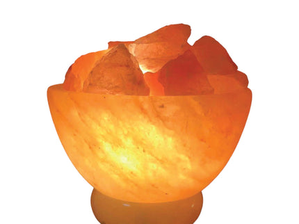 12V 12W Fire Bowl Himalayan Pink Salt Lamp with Carved Rock Crystal Light Bulb.