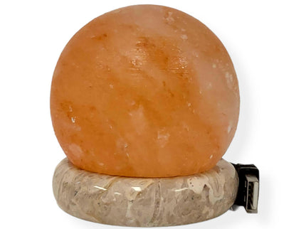 USB Himalayan Salt Lamp Ball Sphere Carved Shape Pink Crystal Rock LED Light for Home Office.