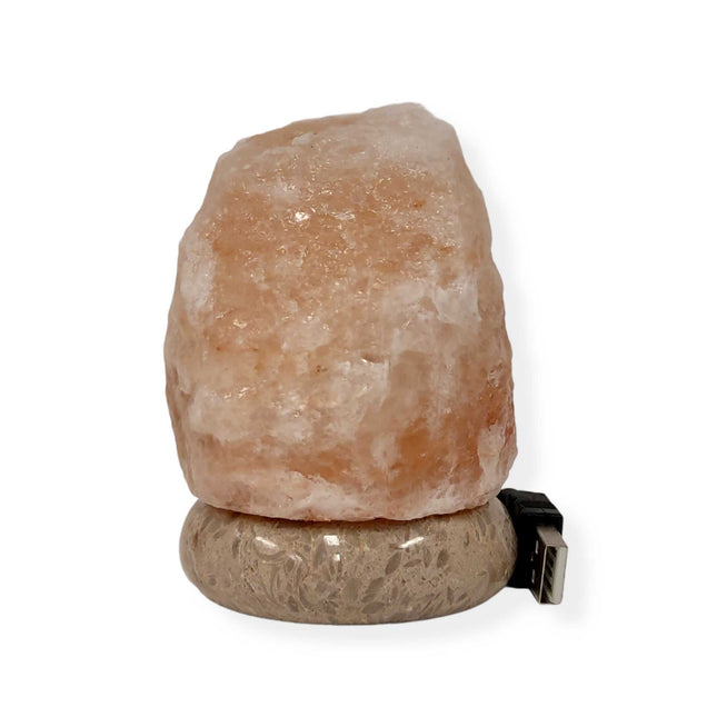 USB Himalayan Salt Lamp Mini Natural Rock Shape Pink Crystal Marble Light.