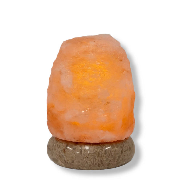 USB Himalayan Salt Lamp Mini Natural Rock Shape Pink Crystal Marble Light.