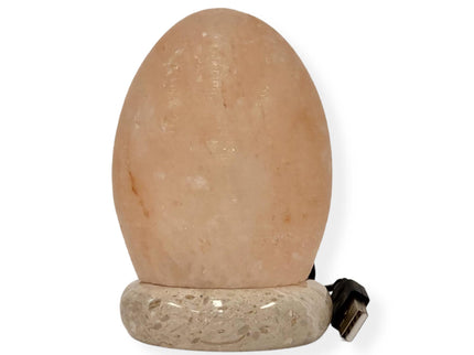 USB Himalayan Salt Lamp Egg Cone Carved Shape Pink Crystal Rock LED Light for Home Office.