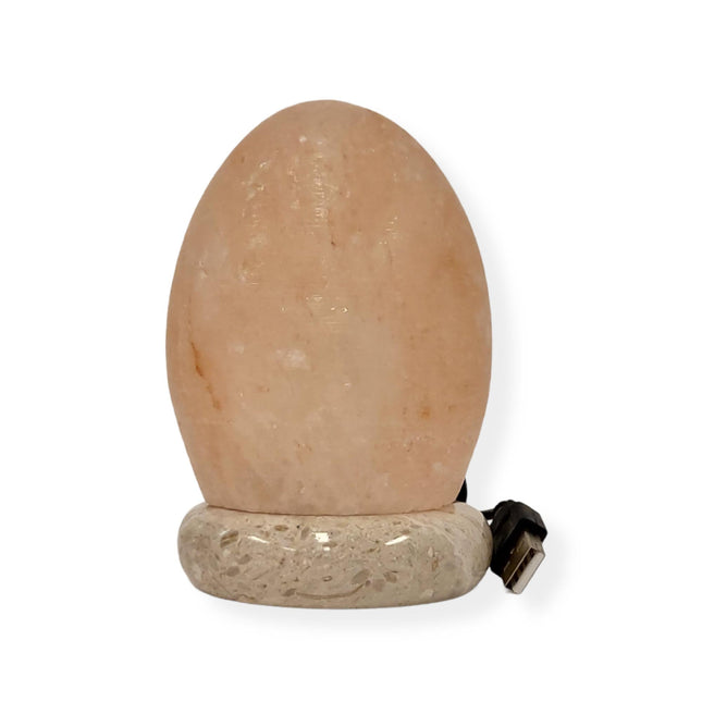 USB Himalayan Salt Lamp Egg Cone Carved Shape Pink Crystal Rock LED Light for Home Office.