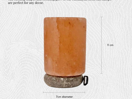 USB Himalayan Salt Lamp Cylinder Carved Shape Pink Crystal Rock LED Light for Home Office.