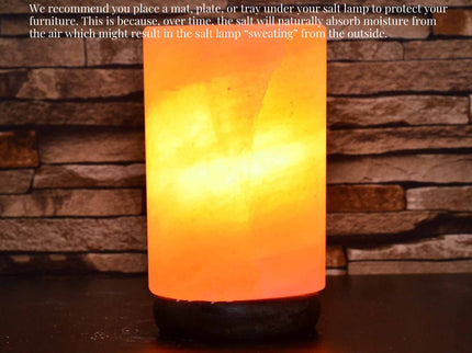 USB Himalayan Salt Lamp Cylinder Carved Shape Pink Crystal Rock LED Light for Home Office.