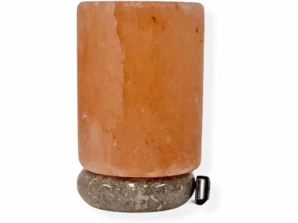 USB Himalayan Salt Lamp Cylinder Carved Shape Pink Crystal Rock LED Light for Home Office.