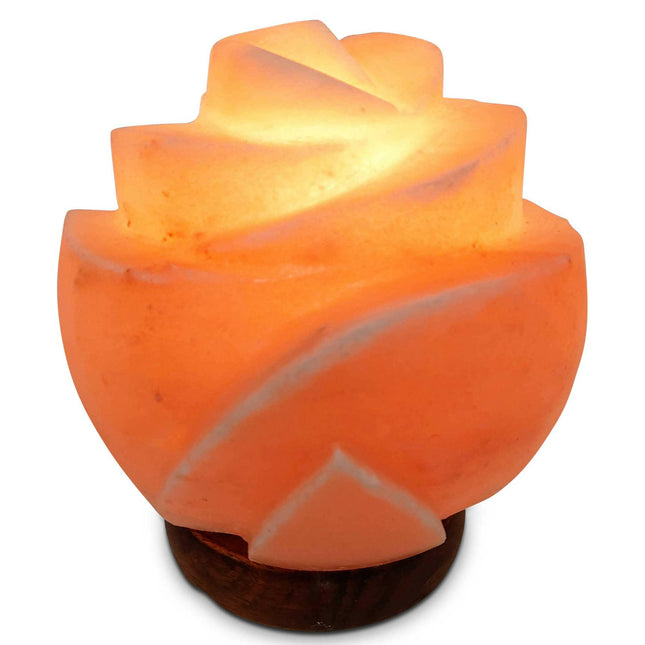 12V 12W Rose Himalayan Pink Salt Lamp Carved Flower Rock Crystal Light Bulb On Off.