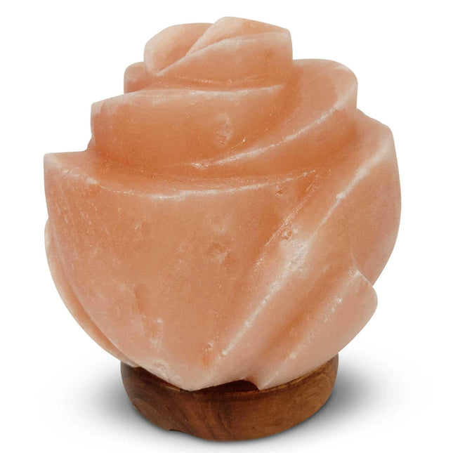 12V 12W Rose Himalayan Pink Salt Lamp Carved Flower Rock Crystal Light Bulb On Off.