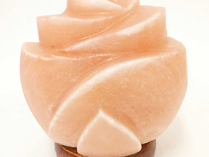 12V 12W Rose Himalayan Pink Salt Lamp Carved Flower Rock Crystal Light Bulb On Off.