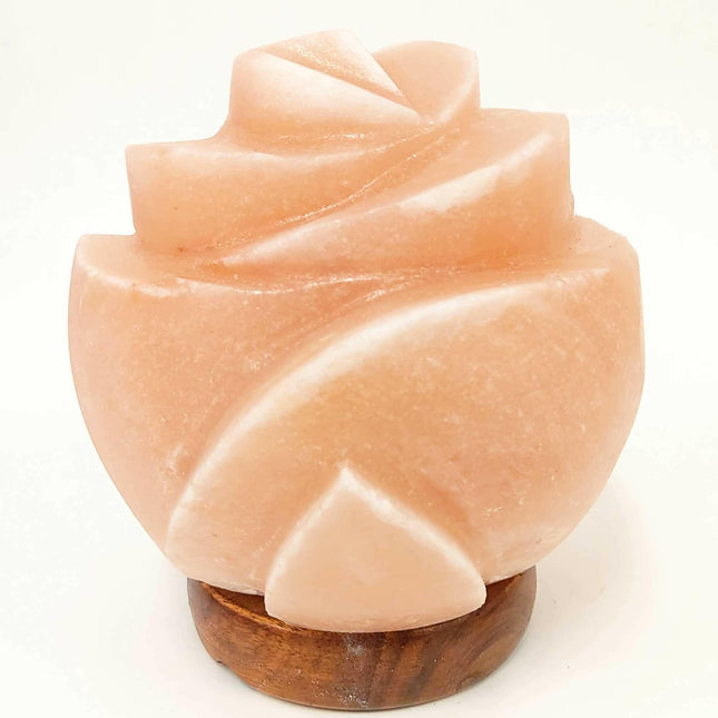 12V 12W Rose Himalayan Pink Salt Lamp Carved Flower Rock Crystal Light Bulb On Off.