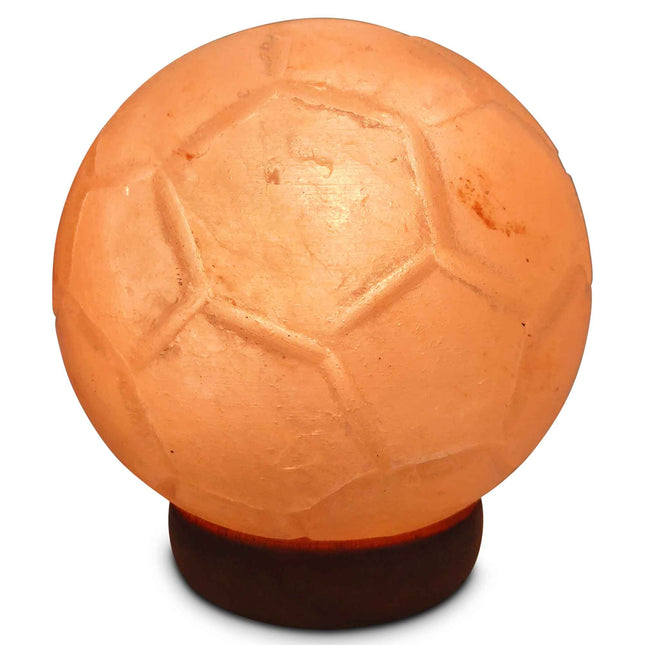 12V 12W Soccer Himalayan Pink Salt Lamp Carved Ball Rock Crystal Light Bulb On Off.