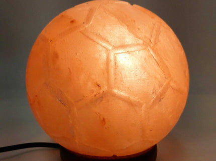 12V 12W Soccer Himalayan Pink Salt Lamp Carved Ball Rock Crystal Light Bulb On Off.