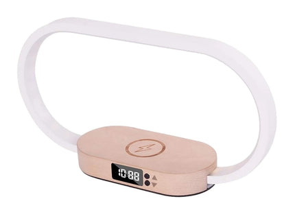 Wireless Phone Charger Table Lamp USB Port Charging Bedside Light With Clock.
