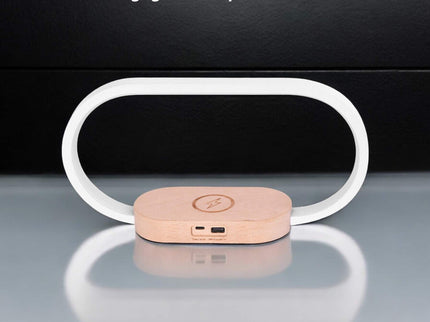 Wireless Phone Charger Table Lamp USB Port Charging Bedside Light With Clock.