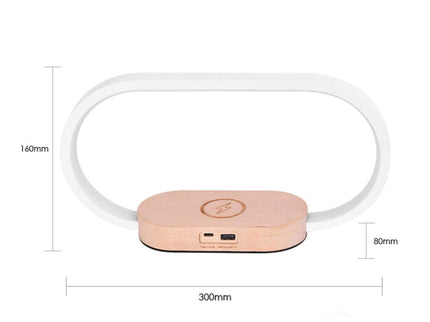 Wireless Phone Charger Table Lamp USB Port Charging Bedside Light With Clock.