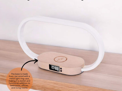 Wireless Phone Charger Table Lamp USB Port Charging Bedside Light With Clock.