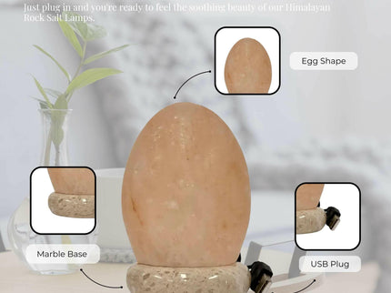 USB Colour Changing Egg Shape Himalayan Pink Salt Lamp Color Change LED Light for Soothing Decor.