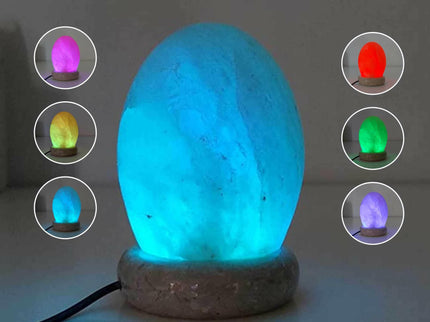 USB Colour Changing Egg Shape Himalayan Pink Salt Lamp Color Change LED Light for Soothing Decor.