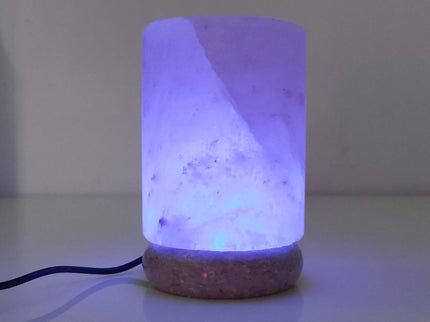 USB Colour Changing Salt Himalayan Lamp - Cylinder Shape Pink Rock LED Light