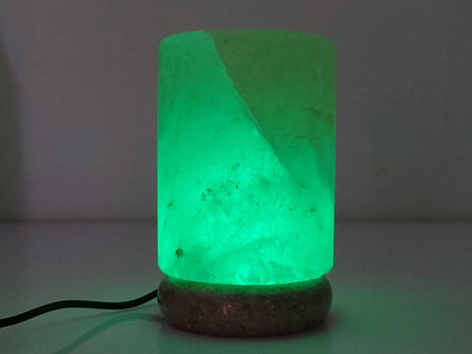 USB Colour Changing Salt Himalayan Lamp - Cylinder Shape Pink Rock LED Light